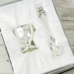 Personalised Name Only Silver Plated Egg Cup & Spoon Gift Set - Image 2