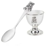 Personalised Name Only Silver Plated Egg Cup & Spoon Gift Set - Image 4