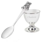 Personalised Name Only Silver Plated Egg Cup & Spoon Gift Set - Image 5