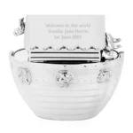 Personalised Any Message Noah's Ark Design Silver Nickel Plated Money Box - Image 5