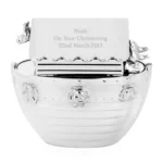 Personalised Any Message Noah's Ark Design Silver Nickel Plated Money Box - Image 6