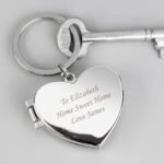 Personalised Any Message Heart Shaped Silver Nickel Plated Photoframe Keyring