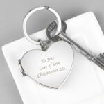 Personalised Any Message Heart Shaped Silver Nickel Plated Photoframe Keyring - Image 3