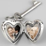 Personalised Any Message Heart Shaped Silver Nickel Plated Photoframe Keyring - Image 4