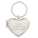 Personalised Any Message Heart Shaped Silver Nickel Plated Photoframe Keyring - Image 5