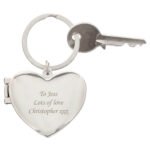 Personalised Any Message Heart Shaped Silver Nickel Plated Photoframe Keyring - Image 6