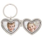 Personalised Any Message Heart Shaped Silver Nickel Plated Photoframe Keyring - Image 7