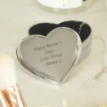 Personalised Any Message Heart Shaped Silver Nickel Plated Trinket Box