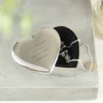 Personalised Any Message Heart Shaped Silver Nickel Plated Trinket Box - Image 4