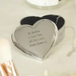 Personalised Any Message Heart Shaped Silver Nickel Plated Trinket Box - Image 5
