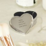 Personalised Any Message Heart Shaped Silver Nickel Plated Trinket Box - Image 6