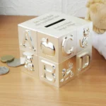 Personalised Any Message ABC Design Silver Plated Money Box