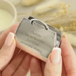 Personalised Any Message Handbag Shaped Silver Nickel Plated Compact Mirror - Image 4