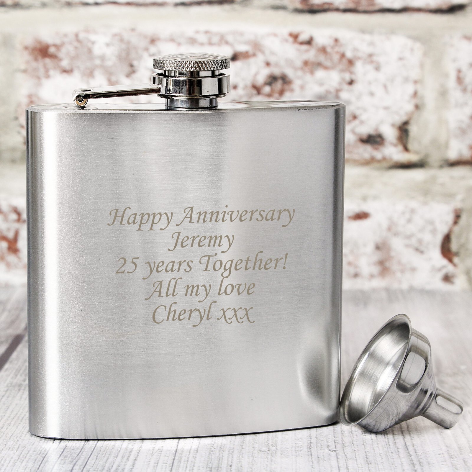 P0102A89 Personalised Any Message Stainless Steel Hip Flask Personalised Any Message Stainless Steel Hip Flask - Image 1