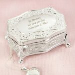 Personalised Any Message Small Antique Style Silver Finish Trinket Box
