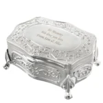 Personalised Any Message Small Antique Style Silver Finish Trinket Box - Image 6