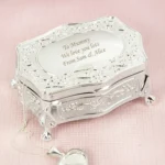 Personalised Any Message Small Antique Style Silver Finish Trinket Box