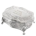 Personalised Any Message Small Antique Style Silver Finish Trinket Box - Image 7