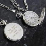 Personalised Any Message Silver Chrome Plated Pocket Fob Watch