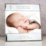 Personalised Cross Motif 6x4 Landscape Square Silver Photo Frame