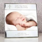 Personalised Cross Motif 6x4 Landscape Square Silver Photo Frame