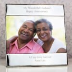 Personalised Any Message 6×4 Landscape Square Silver Photo Frame