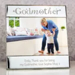Personalised ‘Godmother’ Hearts Design 6×4 Landscape Square Silver Photo Frame