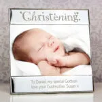 Personalised ‘Christening’ Hearts Design 6×4 Landscape Square Silver Photo Frame