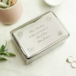 Personalised Any Message Butterflies Motif Rectangular Silver Nickel Plated Jewellery Box