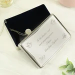 Personalised Any Message Butterflies Motif Rectangular Silver Nickel Plated Jewellery Box - Image 2