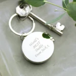 Personalised Any Message Round Silver Finish Photo Keyring