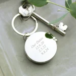 Personalised Any Message Round Silver Finish Photo Keyring - Image 3