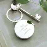Personalised Any Message Round Silver Finish Photo Keyring - Image 5