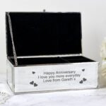 Personalised Any Message Hearts Design Mirrored Glass Jewellery Box - Image 4