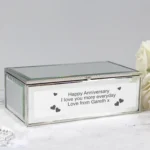 Personalised Any Message Hearts Design Mirrored Glass Jewellery Box - Image 5