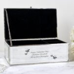 Personalised Any Message Butterflies Motif Mirrored Glass Jewellery Box