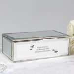 Personalised Any Message Butterflies Motif Mirrored Glass Jewellery Box - Image 2