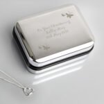 Personalised Sterling Silver Heart Necklace & Butterflies Motif Chrome Plated Gift Box