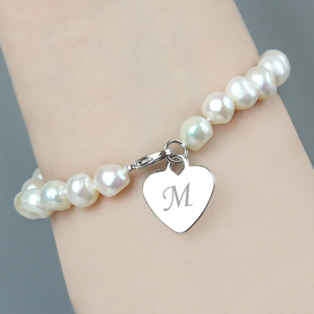 P0102E63 Personalised Scripted Initial White Freshwater Pearl Bracelet 2