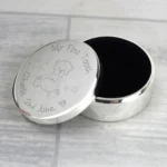 Personalised Any Message Teddy Motif ‘My First Tooth’ Silver Finish Trinket Box - Image 2