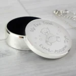 Personalised Any Message Teddy Motif ‘My First Tooth’ Silver Finish Trinket Box - Image 3