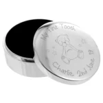 Personalised Any Message Teddy Motif ‘My First Tooth’ Silver Finish Trinket Box - Image 4