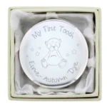 Personalised Any Message Teddy Motif ‘My First Tooth’ Silver Finish Trinket Box - Image 5