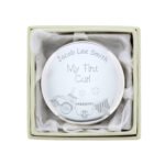 Personalised Any Message Train Motif ‘My First Curl’ Round Silver Finish Trinket Box - Image 4
