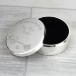 Personalised Any Message Train Motif 'My First Tooth' Silver Finish Trinket Box - Image 3
