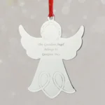 Personalised Any Message Angel Shaped Silver Metal Christmas Tree Decoration - Image 5