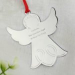 Personalised Any Message Angel Shaped Silver Metal Christmas Tree Decoration - Image 4