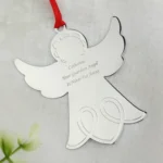 Personalised Any Message Angel Shaped Silver Metal Christmas Tree Decoration - Image 4