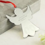 Personalised Any Message Angel Shaped Silver Metal Christmas Tree Decoration - Image 6