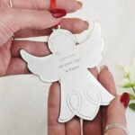 Personalised Any Message Angel Shaped Silver Metal Christmas Tree Decoration - Image 5